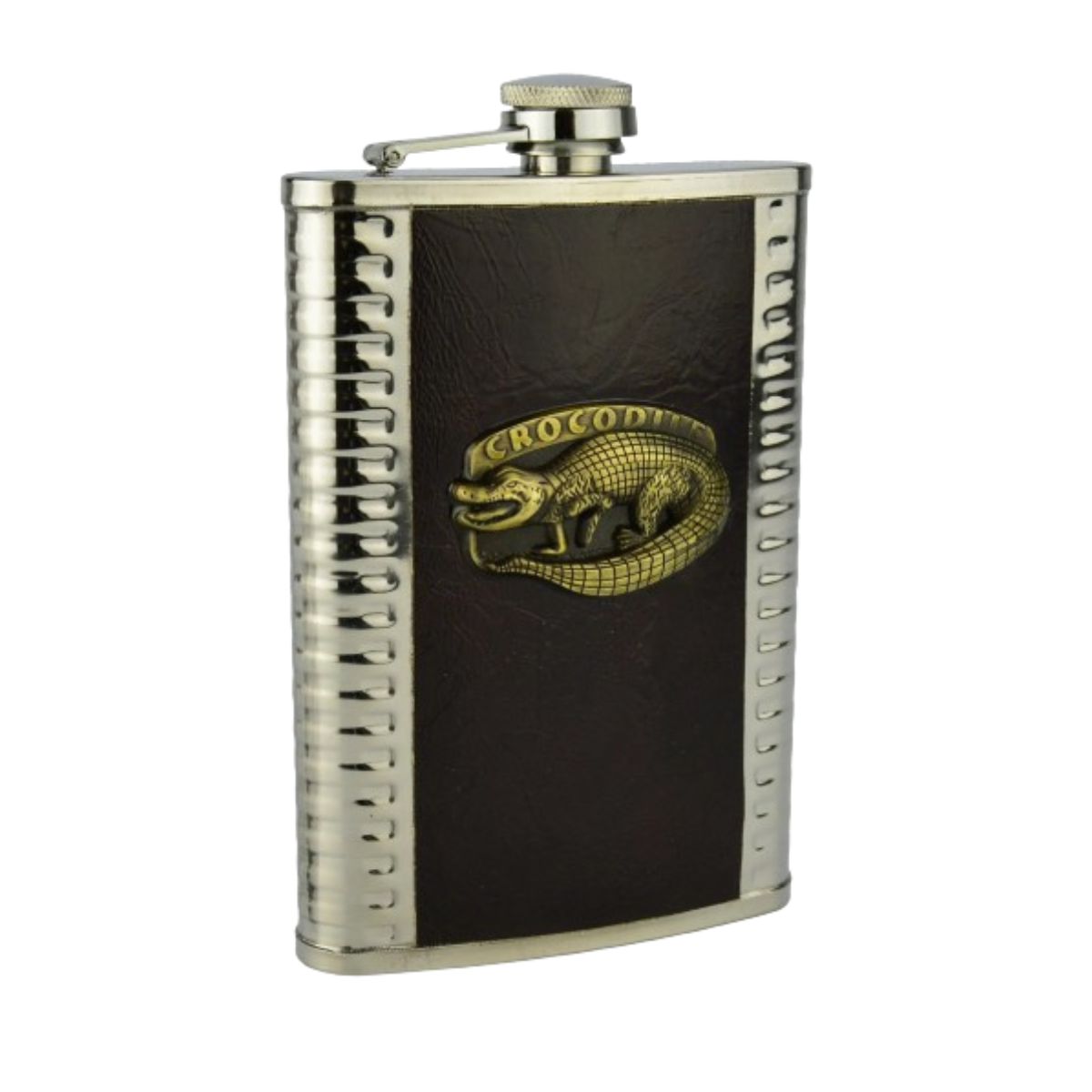 Cantil De Bolso Crocodilo Marrom Escuro Porta Bebidas Cantil De Bolso Crocodilo Marrom Escuro Porta Bebidas